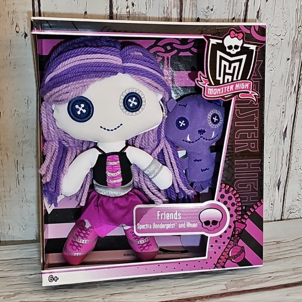 Monster High Friends Spectra Vondergeist Rag Doll Plush Yarn Hair & Rhuen NEW
